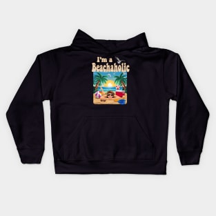 I'm a Beachaholic with girl on the beach Kids Hoodie